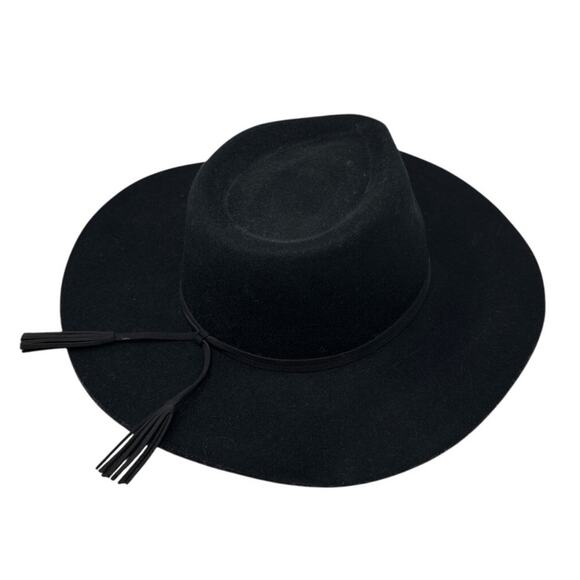 NWT Anthropologie black 100% Wool Rancher Western Festival Hat  One Size main image 8